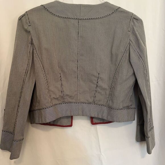 LOFT Gray Blazer with Textured Fabric and Open Front - Picture 5 of 8